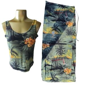 L'unik Tropical Print Cami Top With Pareo Vacation Set Resort